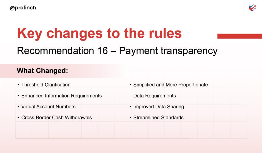 Key changes to the rules Recommendation 16 - Payment transparency